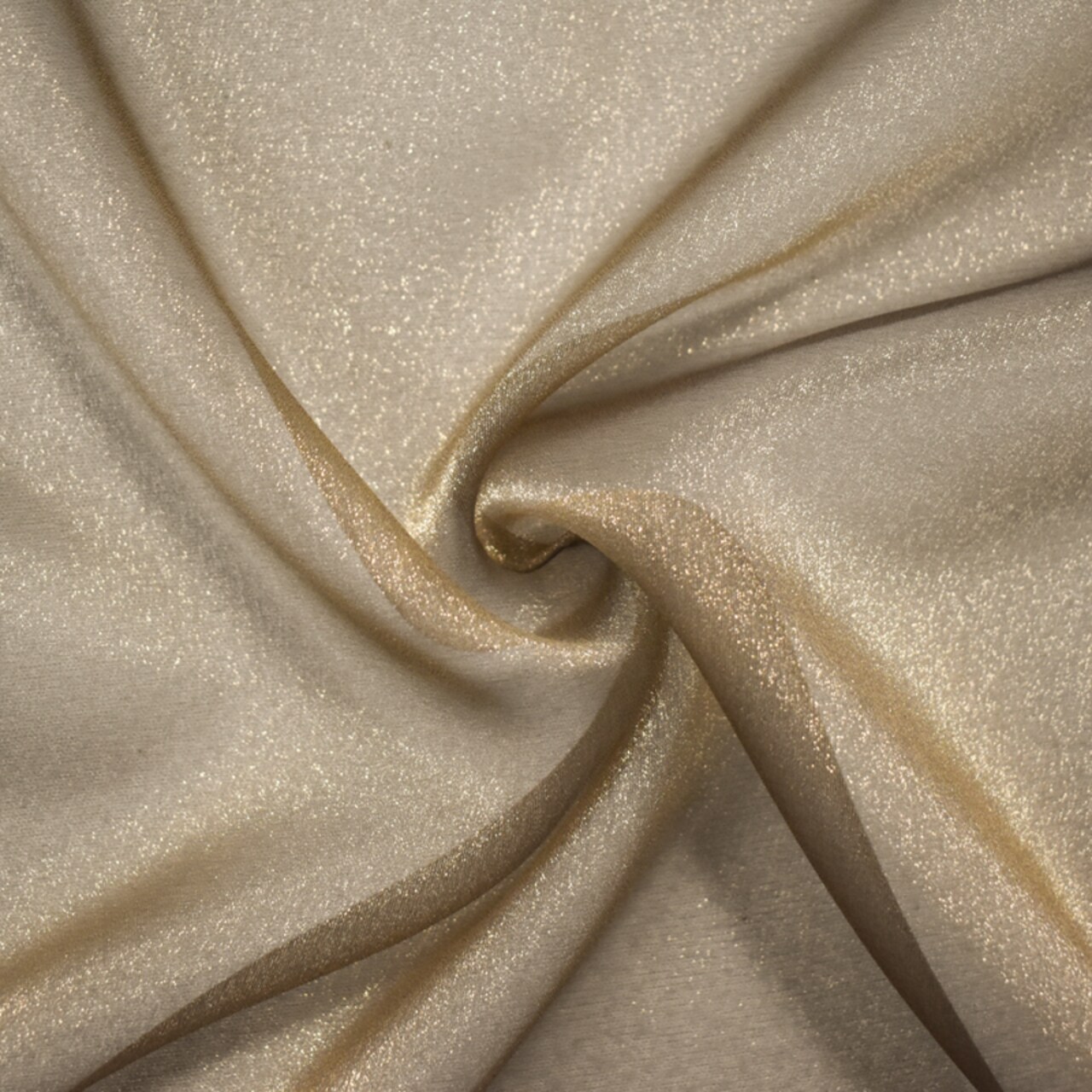 Gold-Gray Poly Solid Sparkle Organza Woven Fabric By the Yard
